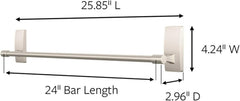 Command Bath Satin Nickel Towel Bar with Water Resistant Command Strips, Bathroom Organizer, 24 in Bar Length Holds up to 10 lbs