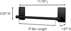 Command Hand Towel Bar Matte Black with Water Resistant Strips,Bathroom Decor,9 in Bar Length Holds up to 3 lbs,(Pack of 8)
