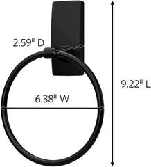 Command Hand Towel Holder Matte Black with Water Resistant Command Strips, Rust Resistant Bathroom Organizer, Holds up to 5 lbs