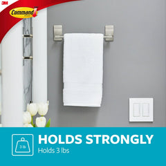 Command Towel Bar with Water Resistant Strips, Organize Your Bathroom, Easy to Open Packaging