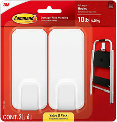 Command 10 lb XL Heavyweight Hook, 2 Wall Hooks and 6 Strips, Damage-Free Hanging with Adhesive, Heavy Duty Hanging Great for Organization and Storage