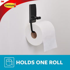 Command Toilet Paper Holder Matte Black with Water Resistant Command Strips, Rust Resistant Bathroom Organizer