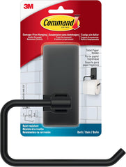 Command Toilet Paper Holder Matte Black with Water Resistant Command Strips, Rust Resistant Bathroom Organizer