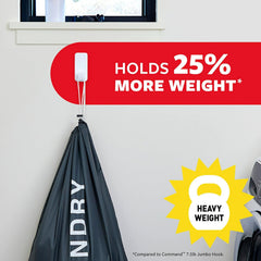 Command 10 lb XL Heavyweight Hook, 2 Wall Hooks and 6 Strips, Damage-Free Hanging with Adhesive, Heavy Duty Hanging Great for Organization and Storage