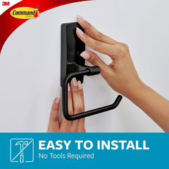Command Toilet Paper Holder Matte Black with Water Resistant Command Strips, Rust Resistant Bathroom Organizer