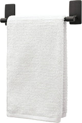 Command Hand Towel Bar Matte Black with Water Resistant Strips,Bathroom Decor,9 in Bar Length Holds up to 3 lbs,(Pack of 8)