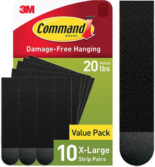 Command 20 lb XL 10 Pairs Heavyweight Picture Hanging Strips (20 Strips), Damage-Free Hangers for Picture Frames, No Tools Required, Ideal for Home Room Wall Decor, Black Adhesive