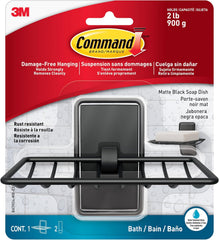 Command Soap Dish for Shower, Damage-Free Hanging, No Tools Soap Holder for Bathroom Organization, 1 Matte Black Dish and 2 Water-Resistant Strips