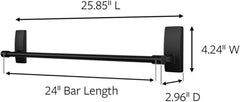 Command Bath Matte Black Towel Bar with Water Resistant Command Strips, Bathroom Organizer, 24 in Bar Length Holds up to 10 lbs