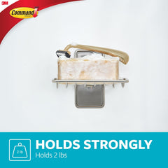 Command Soap Dish for Shower, Damage-Free Hanging, No Tools Soap Holder, 1 Satin Nickel Dish and 2 Water-Resistant Strips