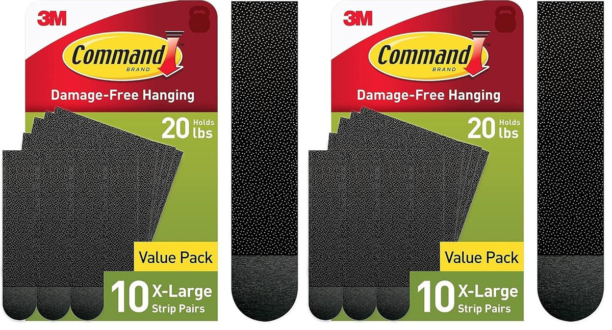 Command 20 lb XL Heavyweight Picture Hanging Strips 10 Pairs (20 Strips),Damage-Free Hanging Picture Hangers,Heavy Duty Great for Christmas Decorations,(Pack of 2)